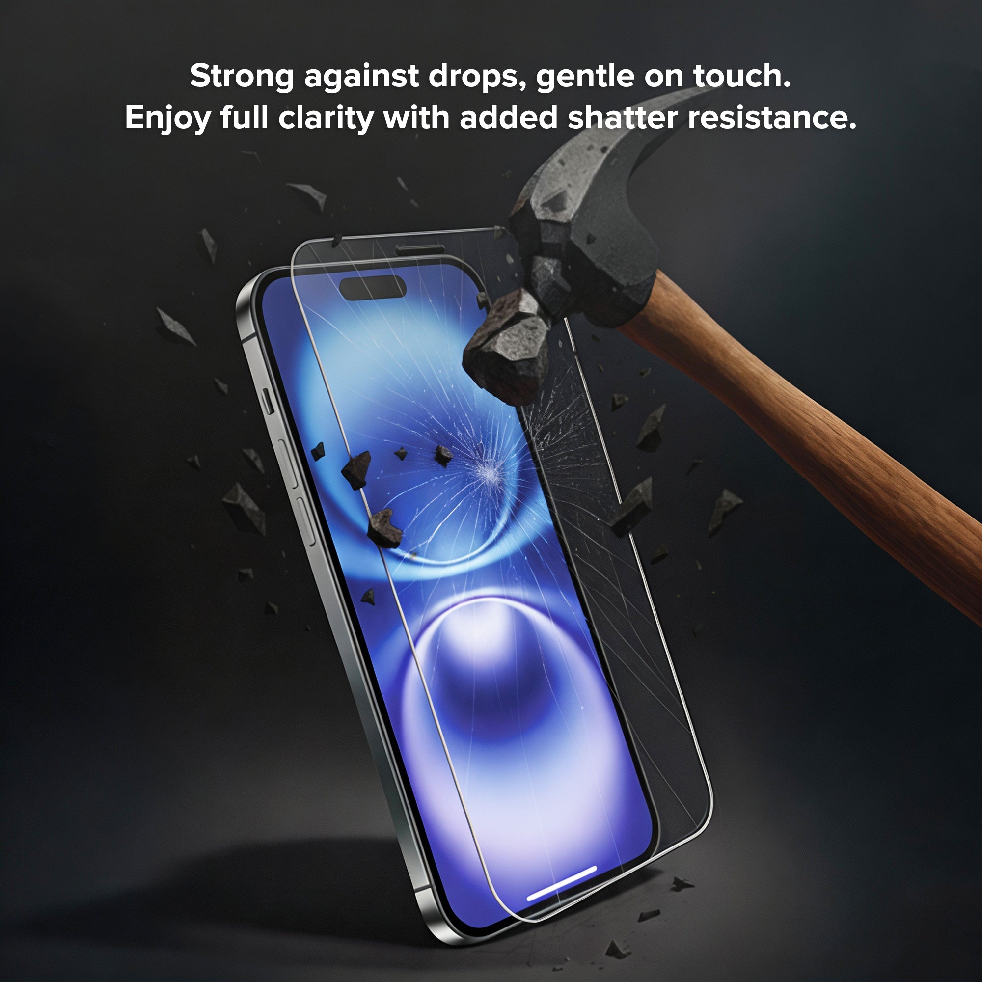 Premium Indestructible Screen Protector for iPhone 16, Shatterproof & Scratch Resistant Glass Film, Touch Sensitive Easy Peel & Stick Installation