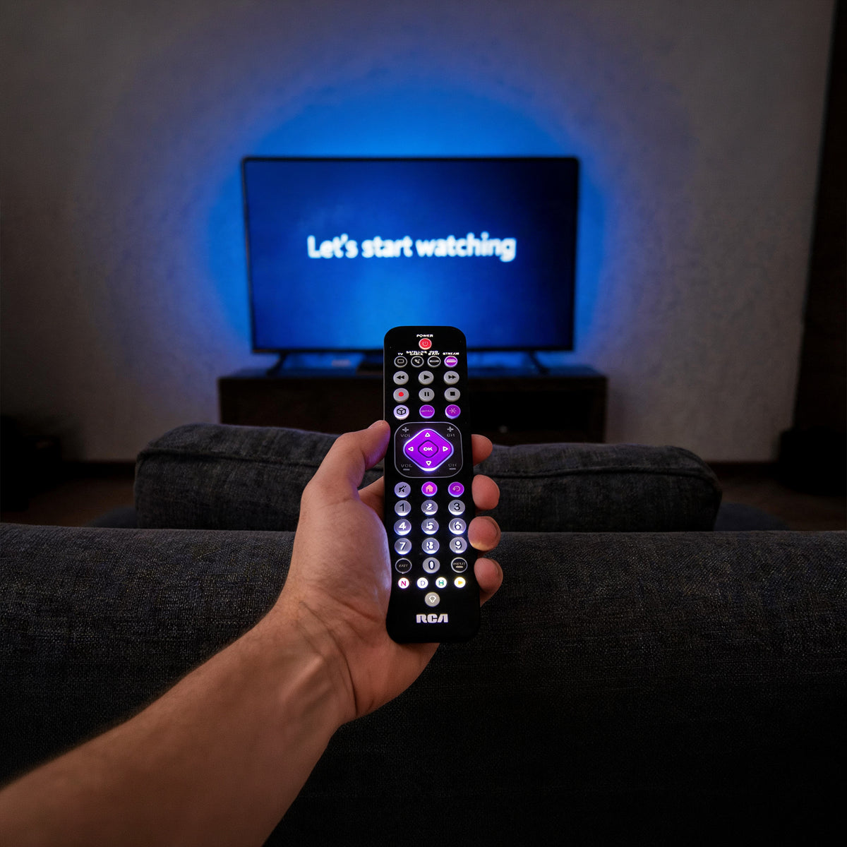 RCA 4-Device Universal Streaming Remote Control, Ultra-Slim Backlit Remote for TV, Cable, Satellite, DVD, Blu-ray, Soundbar & Streaming Players