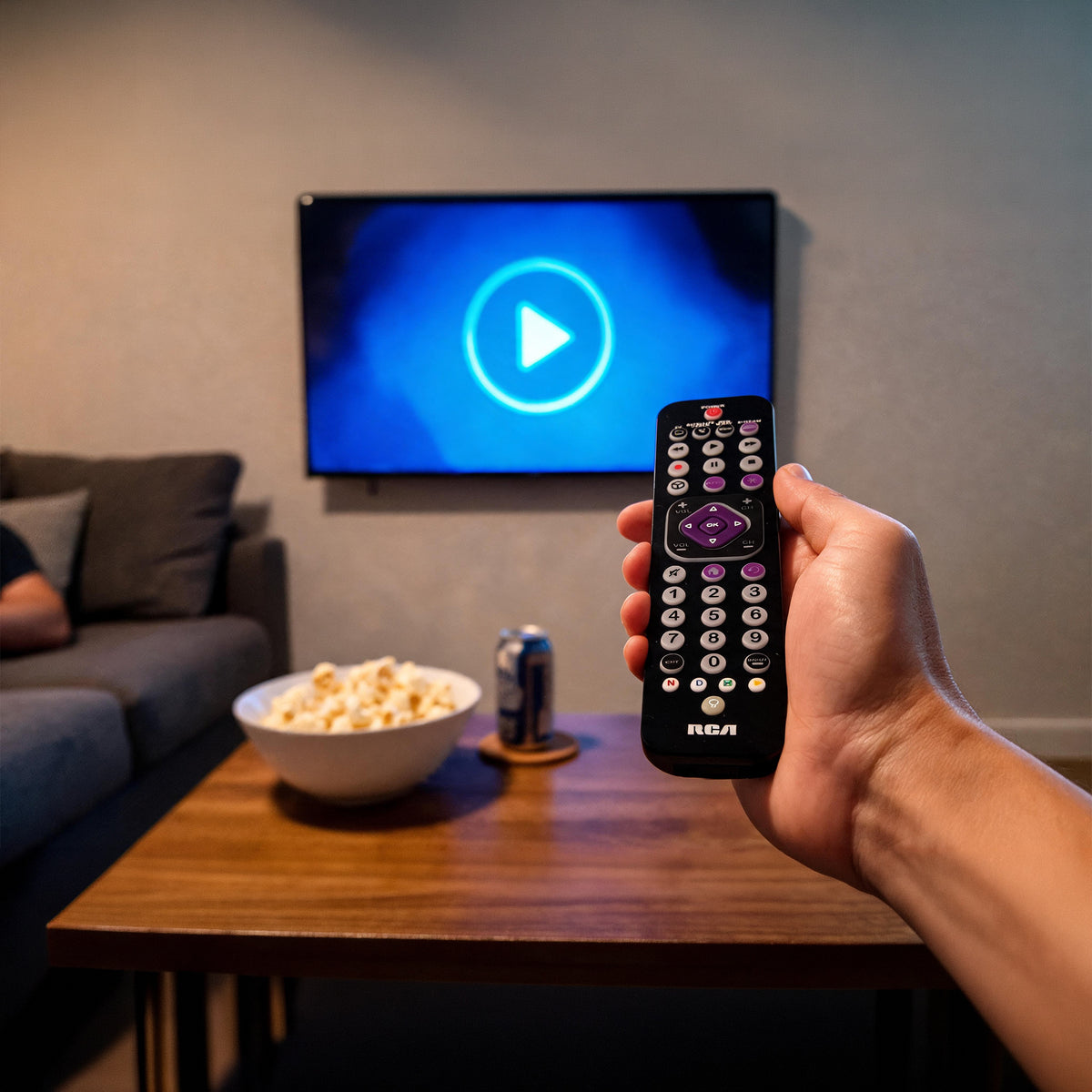 RCA 4-Device Universal Streaming Remote Control, Ultra-Slim Backlit Remote for TV, Cable, Satellite, DVD, Blu-ray, Soundbar & Streaming Players
