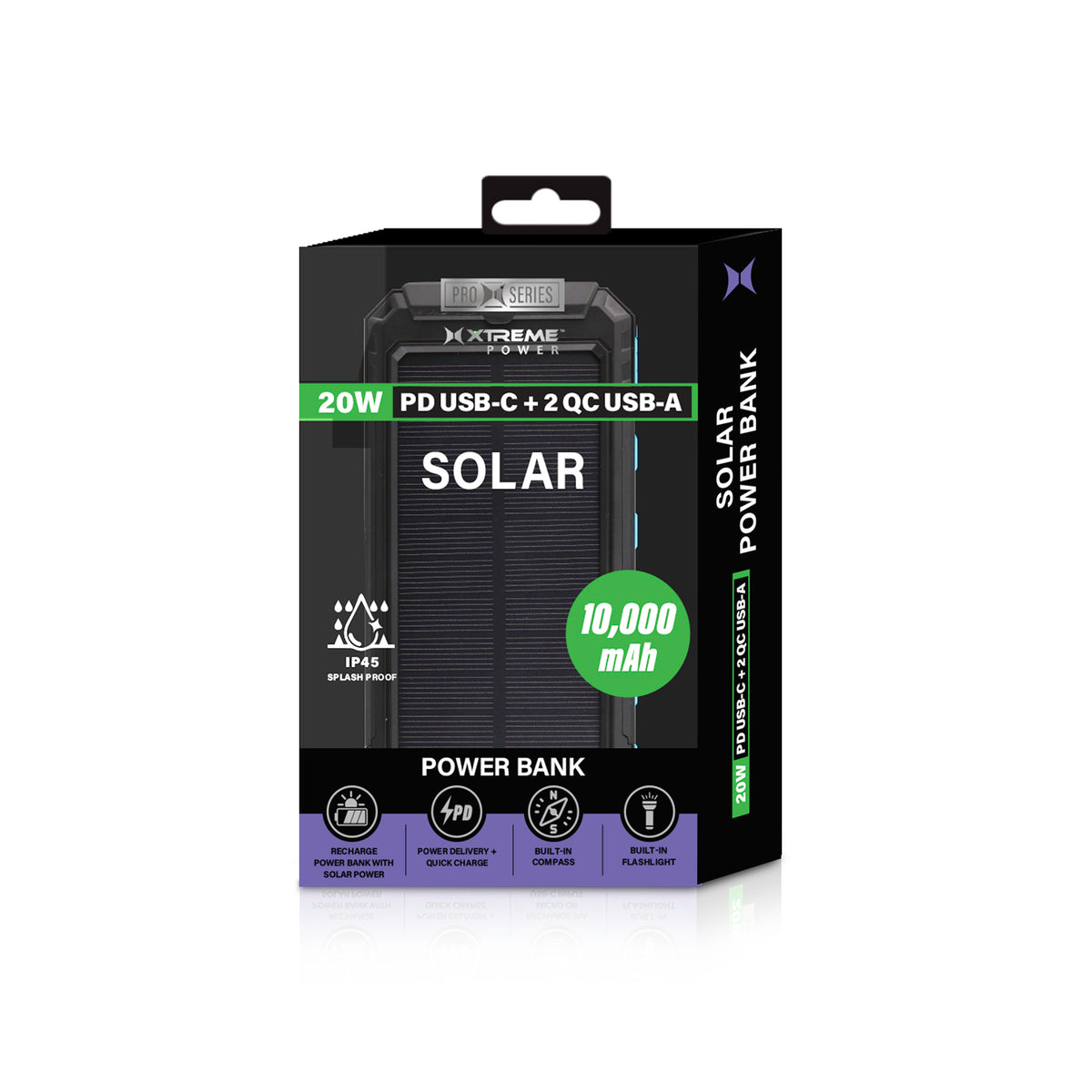 Solar power bank 10K mah PD20