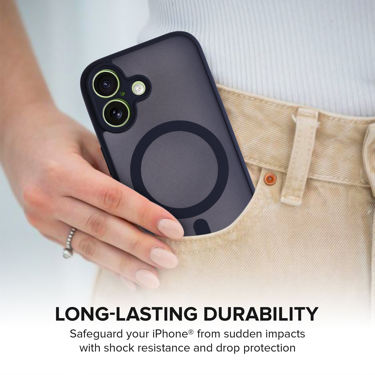 iPhone 17 Protective Phone Case, Shock-Absorbing Slim Cover with Raised Screen & Camera Edges, Black