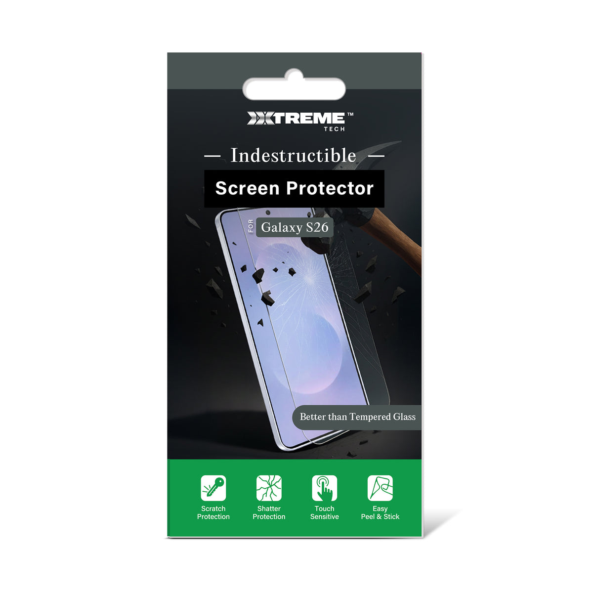 Indestructible Screen Protector for Samsung Galaxy S26, Shatterproof & Scratch Resistant Glass Film Guard, Touch Sensitive Easy Peel & Stick