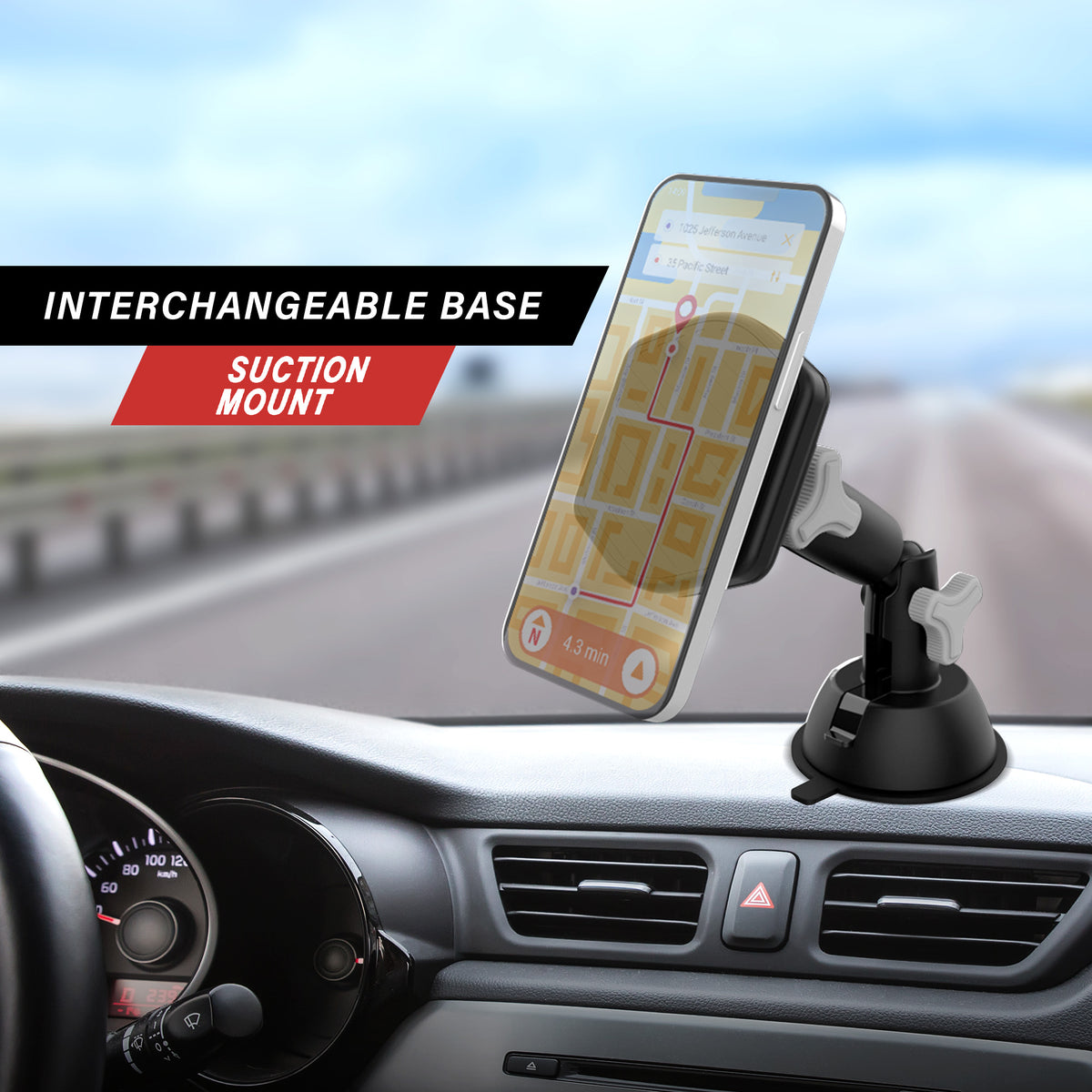 Magnetic Phone Mount for Car, MagSafe Car Mount for iPhone, Dashboard or Air Vent Phone Holder, Strong Suction Cup, Universal Smartphone Car Mount
