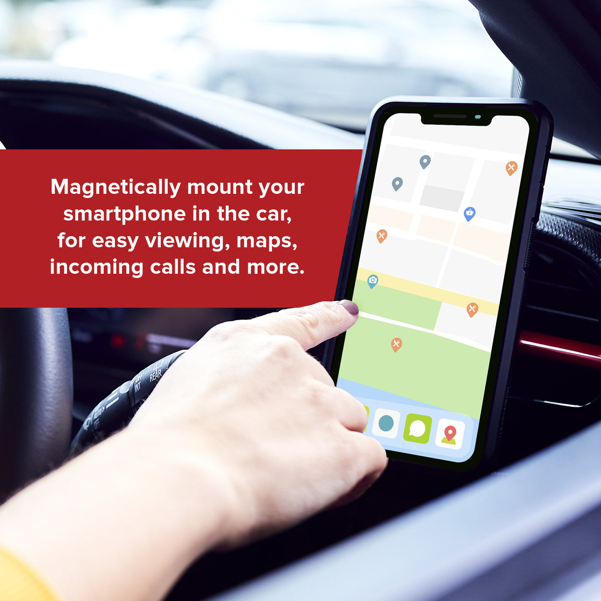 Magnetic Phone Mount for Car, MagSafe Car Mount for iPhone, Dashboard or Air Vent Phone Holder, Strong Suction Cup, Universal Smartphone Car Mount