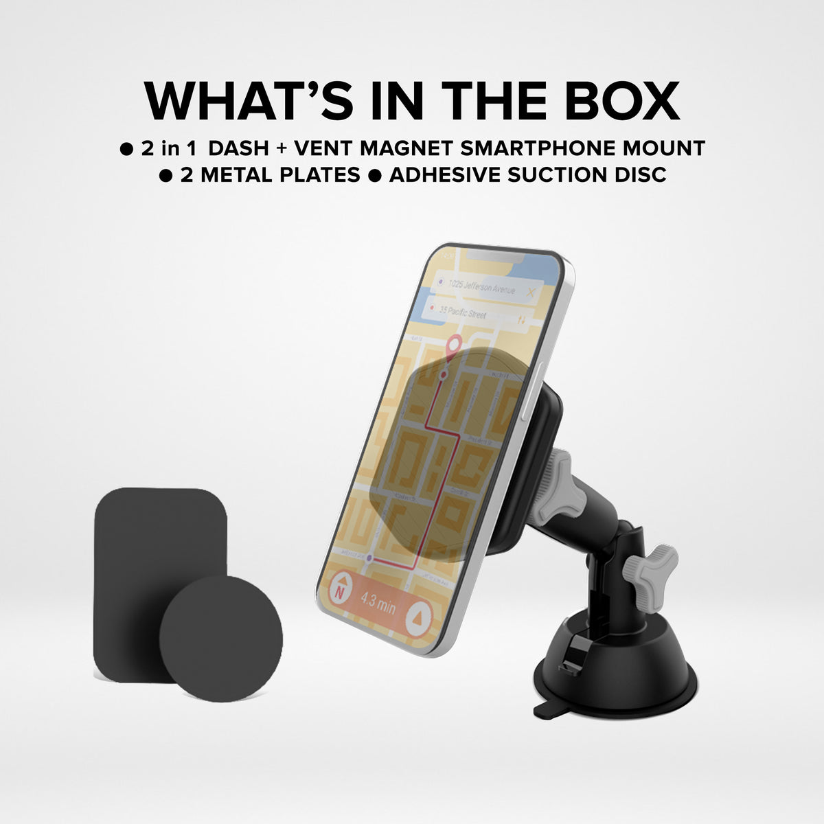 Magnetic Phone Mount for Car, MagSafe Car Mount for iPhone, Dashboard or Air Vent Phone Holder, Strong Suction Cup, Universal Smartphone Car Mount