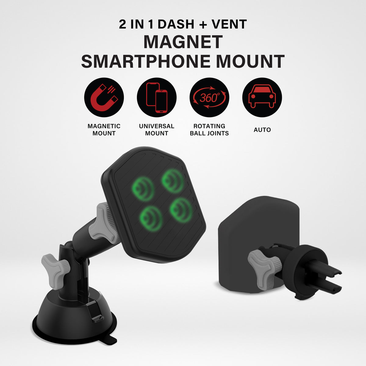 Magnetic Phone Mount for Car, MagSafe Car Mount for iPhone, Dashboard or Air Vent Phone Holder, Strong Suction Cup, Universal Smartphone Car Mount