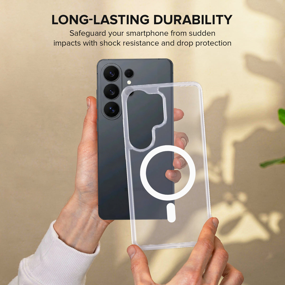 Samsung Galaxy S26 Ultra Protective Phone Case, Shock-Absorbing Slim Cover with Raised Screen & Camera Edges, Clear
