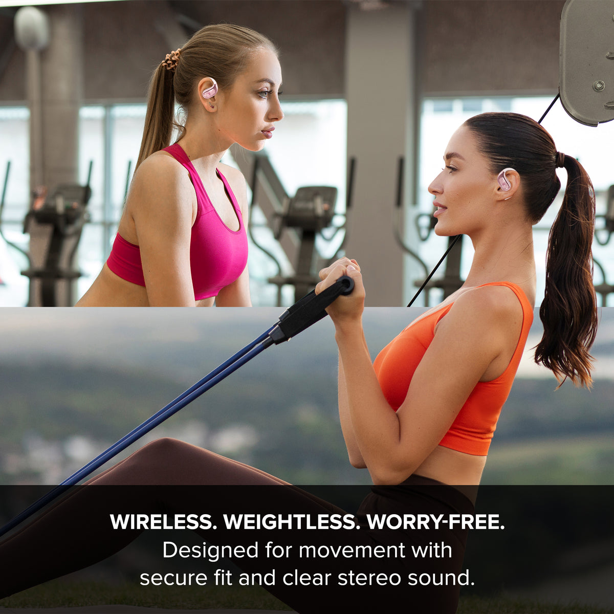 Sound Stryd Open-Ear True Wireless Bluetooth Earbuds with Charging Case, Touch Controls & 6-Hour Playtime, Rose Gold