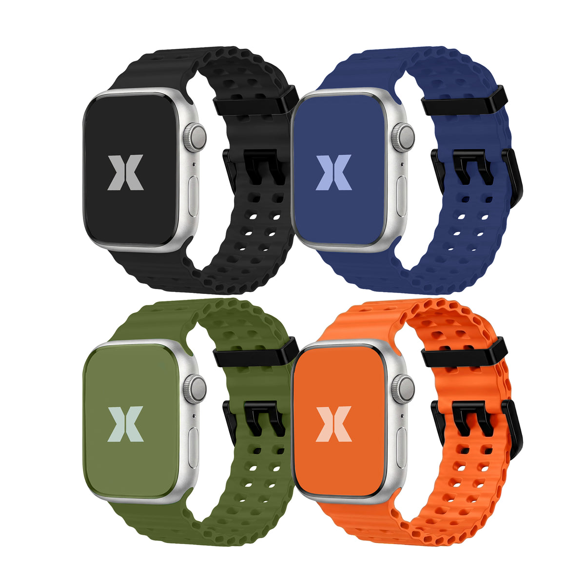 4-Pack Performance Loop Bands for Apple Watch Series 1-10 and Ultra 2, Waterproof Silicone Sport Watch Bands