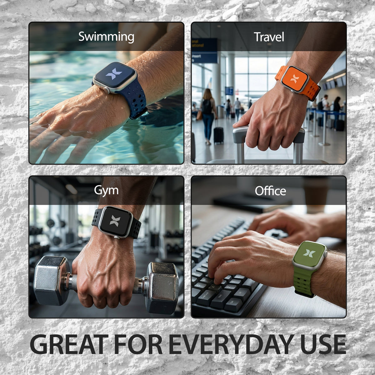 4-Pack Performance Loop Bands for Apple Watch Series 1-10 and Ultra 2, Waterproof Silicone Sport Watch Bands