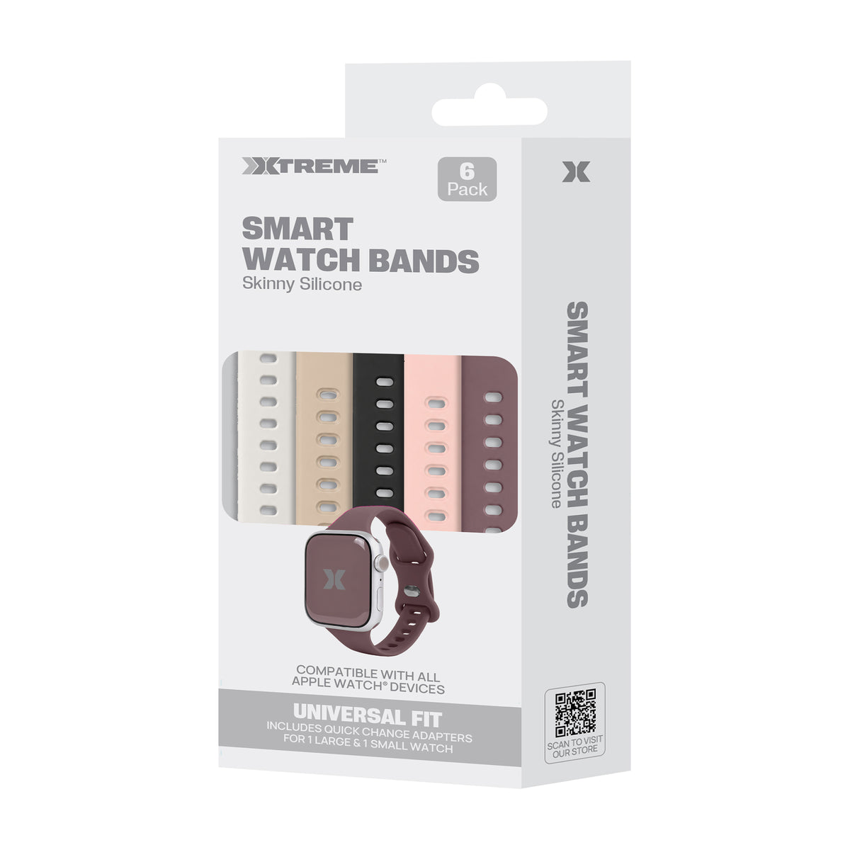6-Pack Skinny Silicone Bands for Apple Watch Series 1-10 and Ultra 2, Slim Adjustable Smart Watch Bands