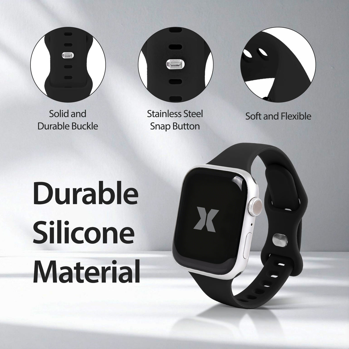 6-Pack Skinny Silicone Bands for Apple Watch Series 1-10 and Ultra 2, Slim Adjustable Smart Watch Bands
