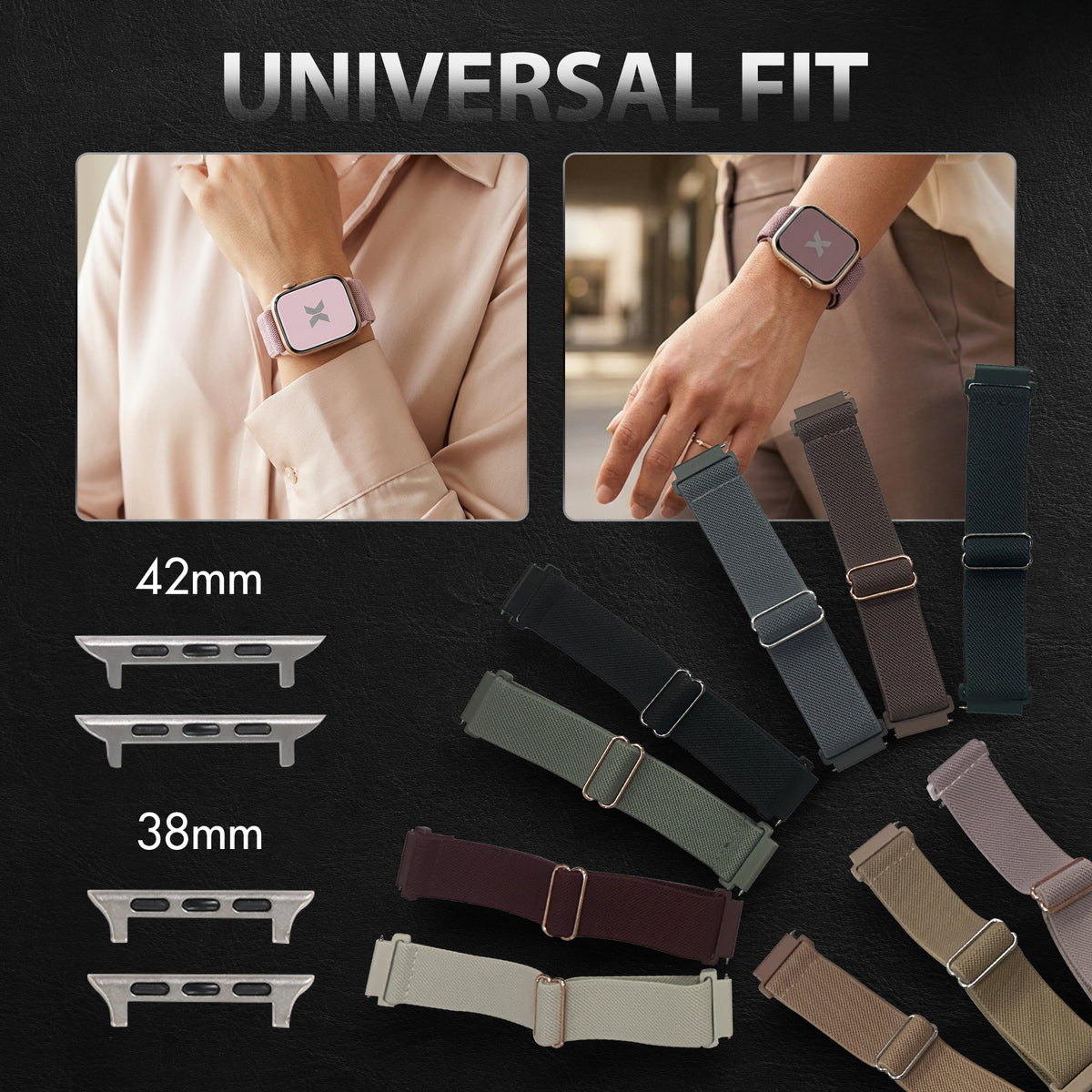 10-Pack Stretchy Sport Bands for Apple Watch Series 1-10 and Ultra 2, Adjustable Elastic Smartwatch Bands