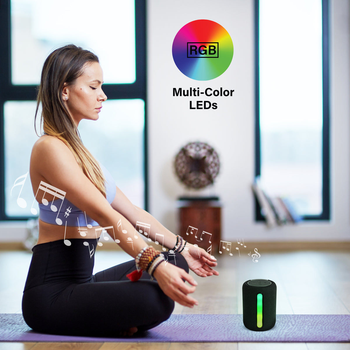 Sound Spectra LED Light Show Bluetooth Speaker, Portable Wireless Speaker with RGB LED Lights