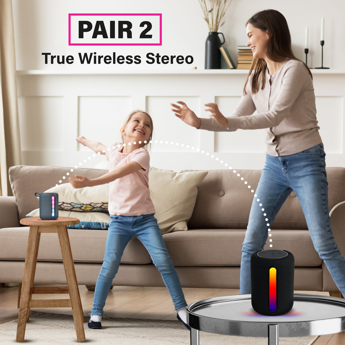 Sound Spectra LED Light Show Bluetooth Speaker, Portable Wireless Speaker with RGB LED Lights