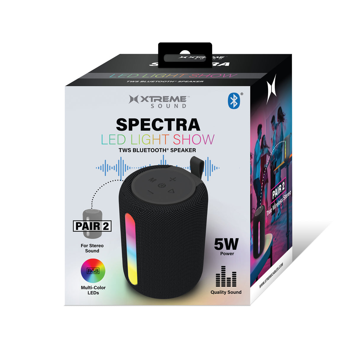 Sound Spectra LED Light Show Bluetooth Speaker, Portable Wireless Speaker with RGB LED Lights