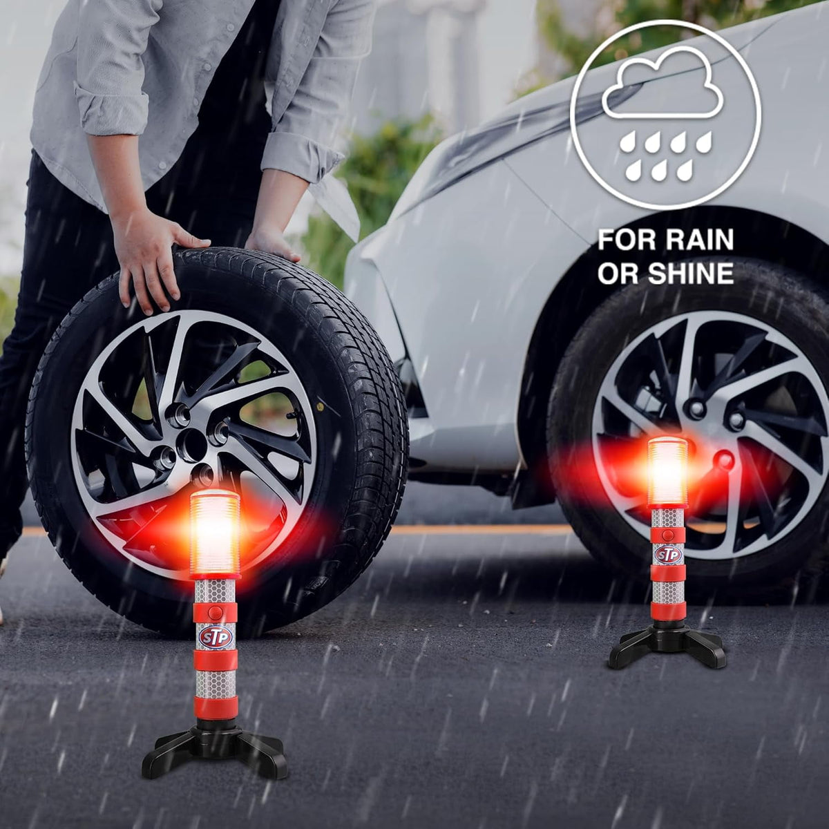 STP LED Road Flares, Multipurpose Roadside Safety Car Emergency Kit, 2-Pack