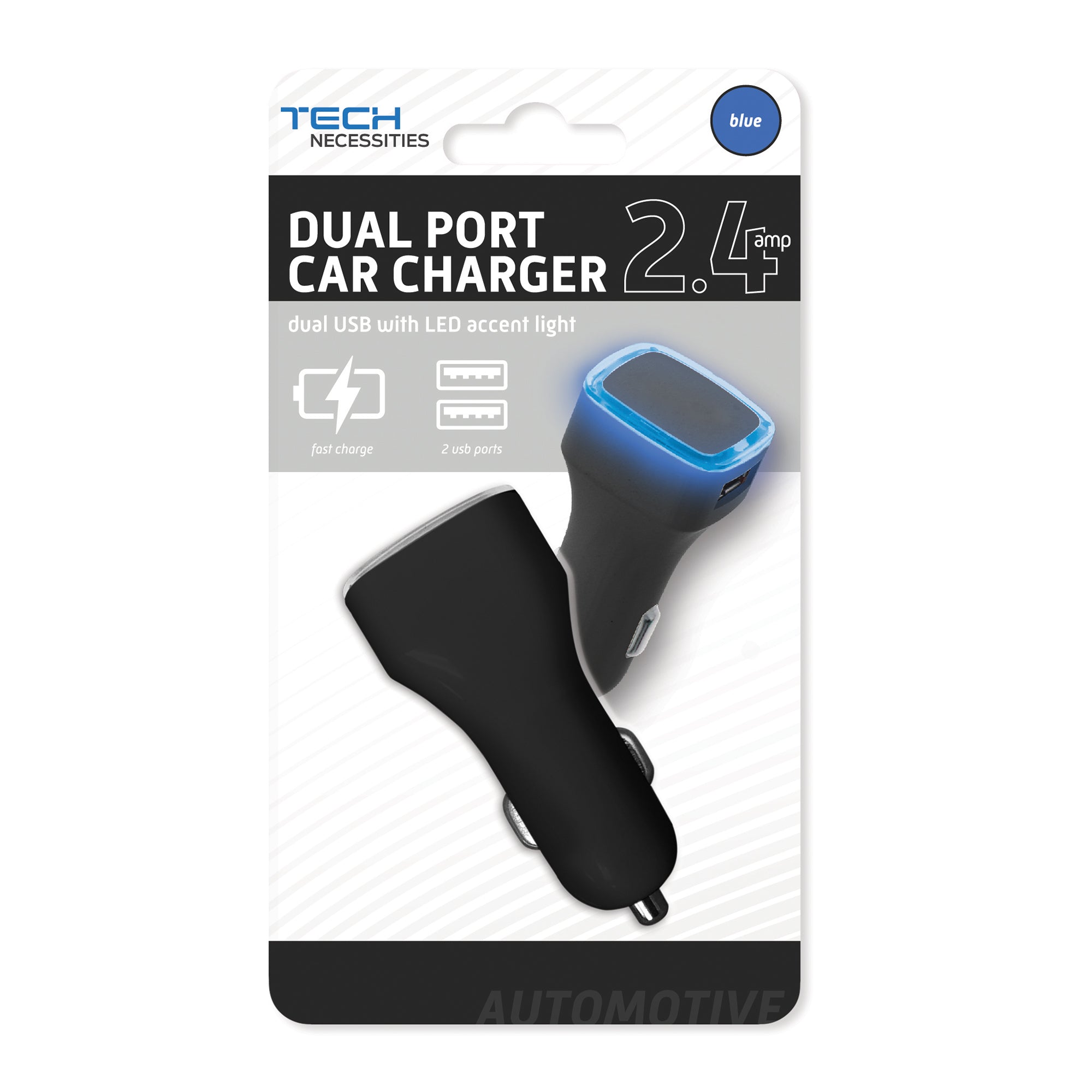 Dual USB Car Charger – 2.4Amp Rapid Charging Adapter for Smartphones, Tablets, and Mobile Devices – Compact High-Speed Vehicle Power Plug
