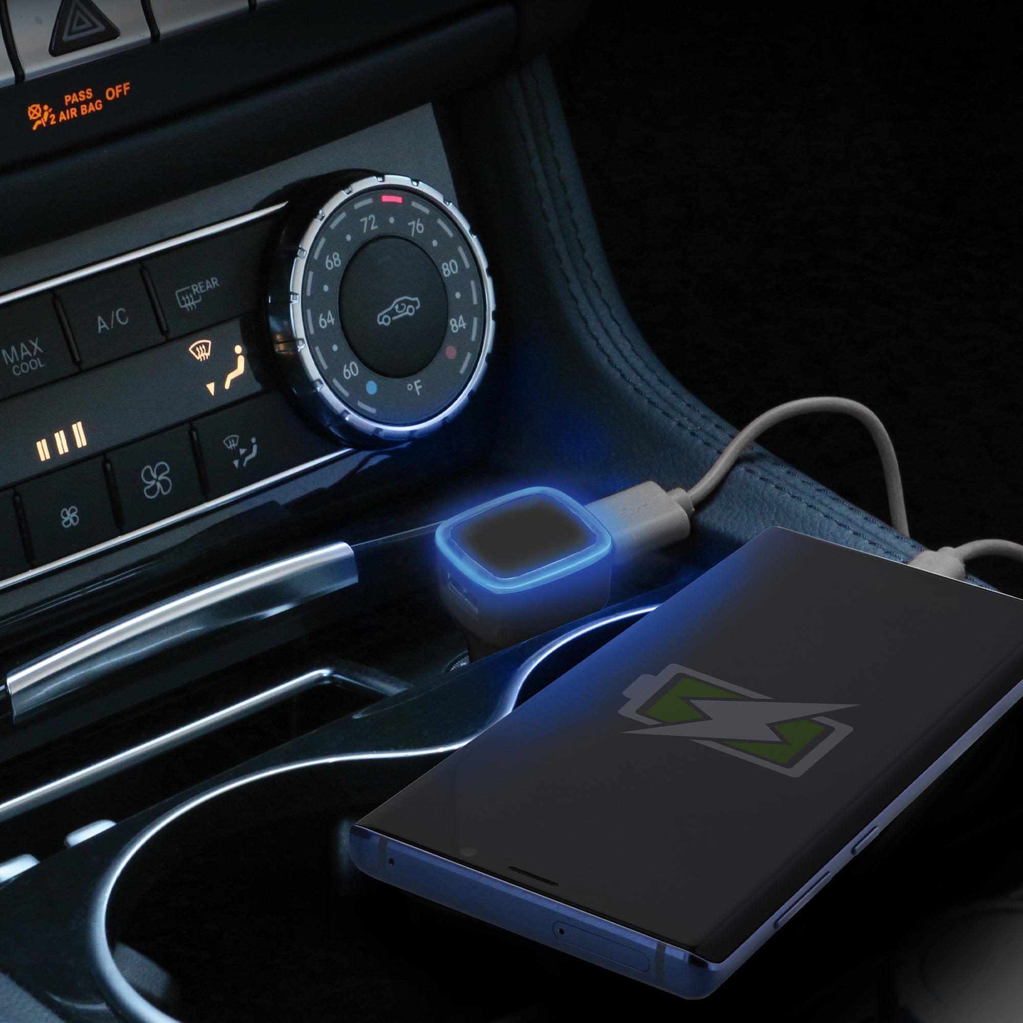 Dual USB Car Charger – 2.4Amp Rapid Charging Adapter for Smartphones, Tablets, and Mobile Devices – Compact High-Speed Vehicle Power Plug