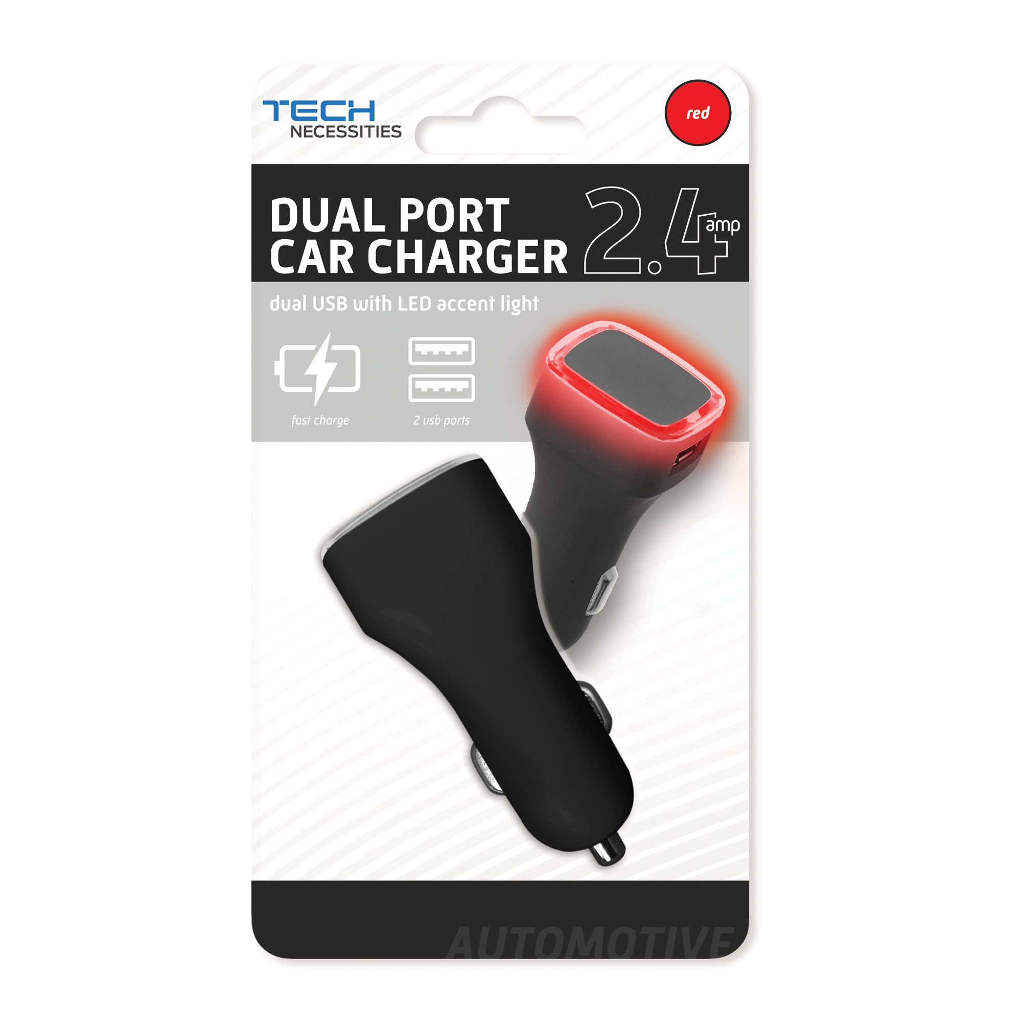 Dual USB Car Charger – 2.4Amp Rapid Charging Adapter for Smartphones, Tablets, and Mobile Devices – Compact High-Speed Vehicle Power Plug